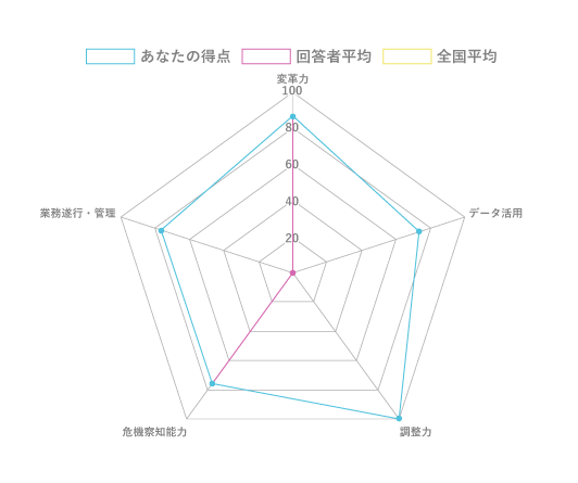 アセスメント結果表示例のレーダーチャート